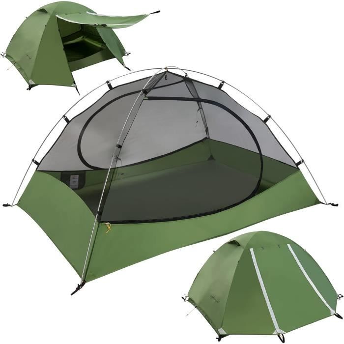 Tente De Camping 2 Personnes - Imperméable, Résistante Au Vent - Design Camouflage - Dimensions 200x150x110 Cm