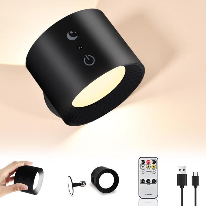 Lot 2 Appliques Murales LED Rechargeables Avec Télécommande - Rotatives 360° Touch Lampe Chevet Beinhome