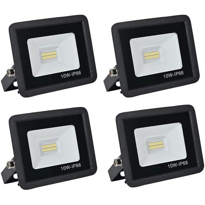 2 Projecteurs LED Extérieur Willpower 10W 1000LM IP66 - Blanc Chaud 4000K - Jardin, Garage, Sécurité