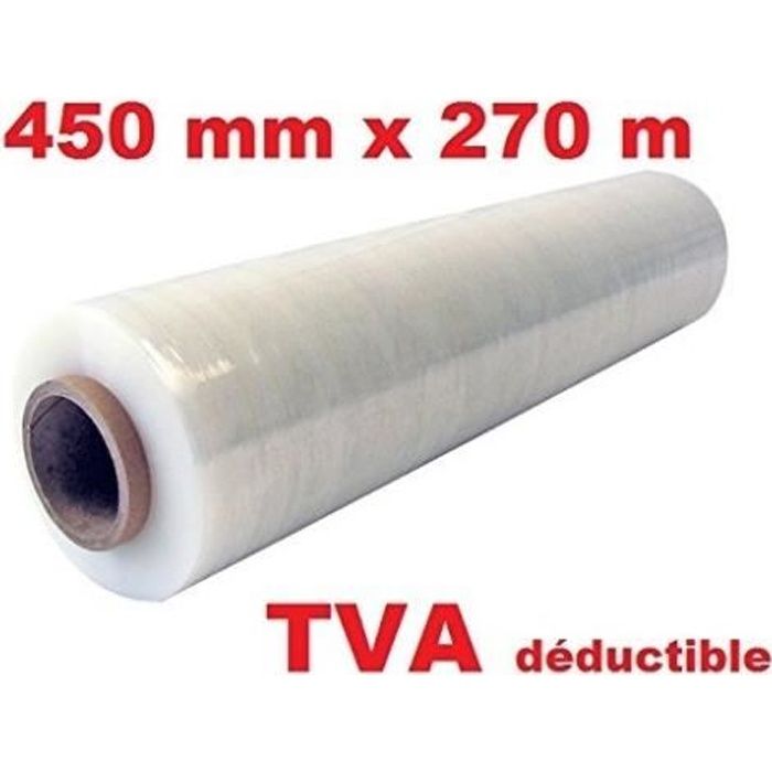 Film /étirable pour palette NOIR 450 mm x 270 m/ètres pour palette film pr/é/étir/é emballage manuel noir opaque anti uv lot de 1 rouleau