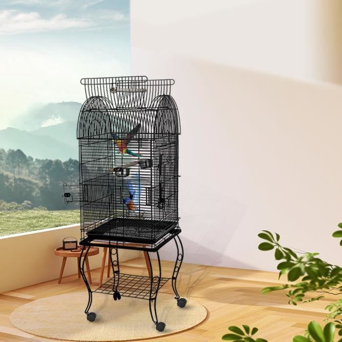 Meilleurs prix pour VARIVIDA 1 Cage à Oiseaux,Volière avec puits de lumière en fil de fer 59*59*150cm (noir)