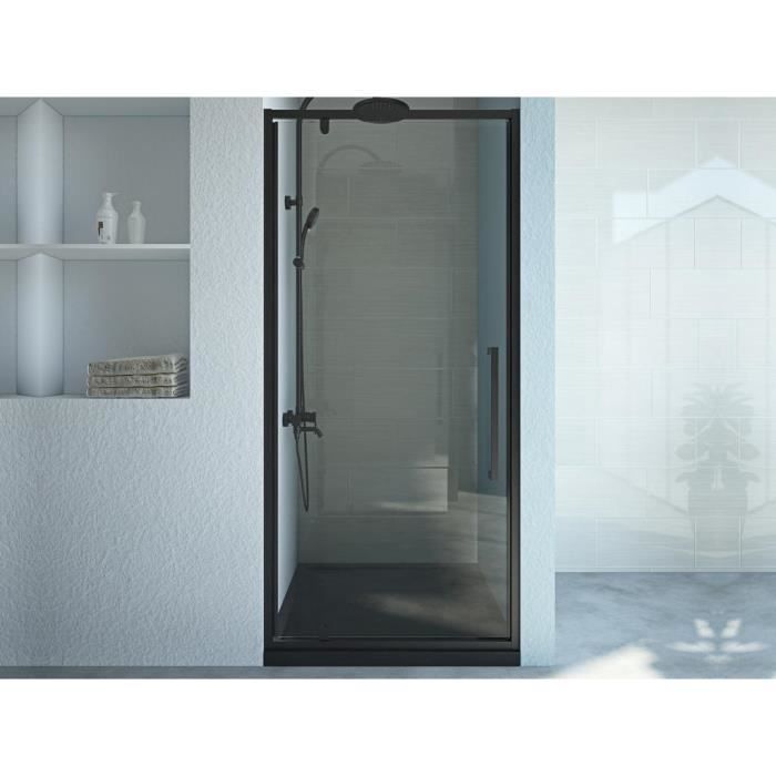 Porte de douche pivotante ajustable de 78 à 90cm en Alu. Blanc et