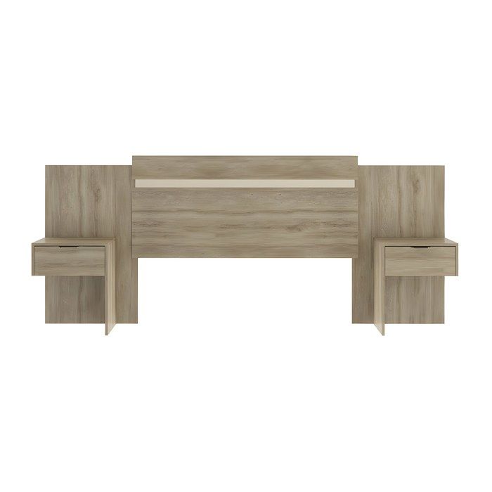 Tête de lit extensible avec chevets - 140/160 cm - Coloris : Naturel - PARATI