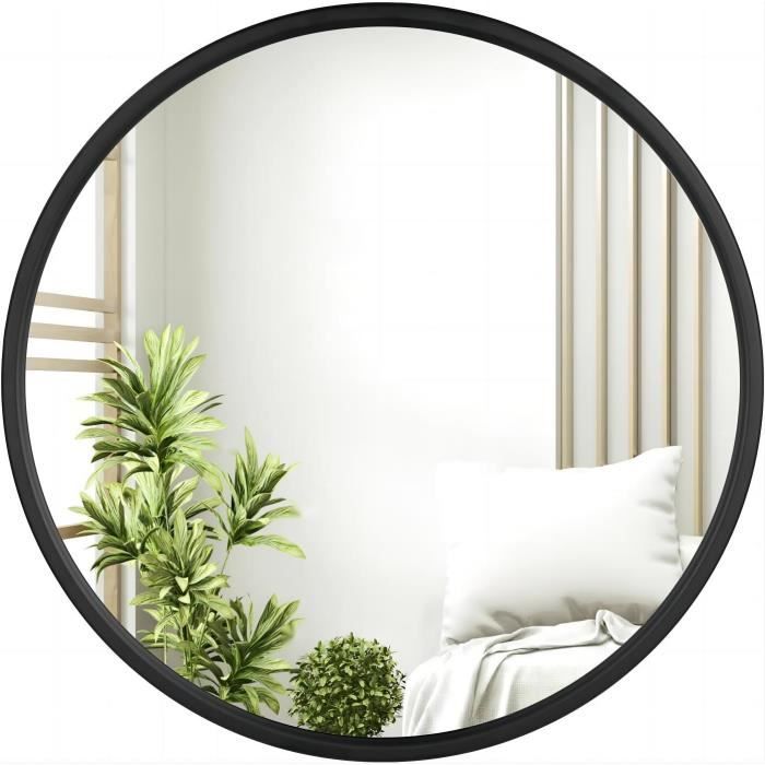 WOLTU Miroir Rond Mural 50x50cm Cadre en Métal Noir Miroir Décoratif pour Salle de Bain Chambre Salon Couloir W0ETT0044