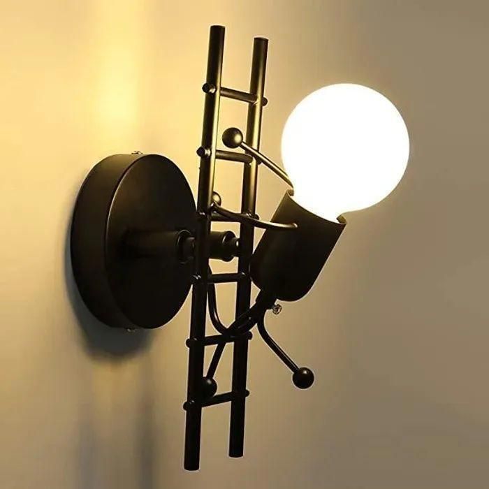 UNI Applique Murale Intérieur Design E27 Lampe Murale Humanoïde Contemporain en Métal Noir