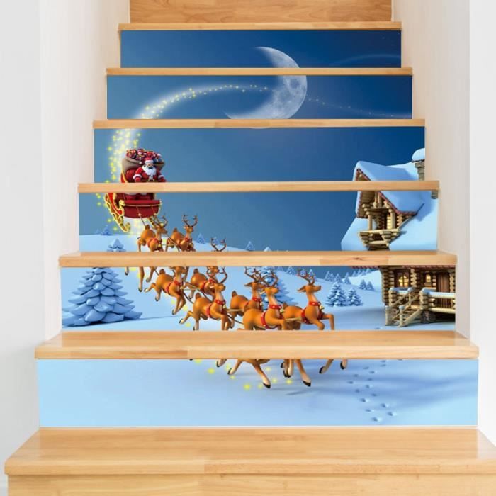 Autocollant de porte à motif d'escaliers 3D,papier peint auto-adhésif