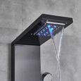 LED Colonne de douche noir Système de panneau de douche Système de massage SPA mural,Kit de colonne de douche avec jets-1