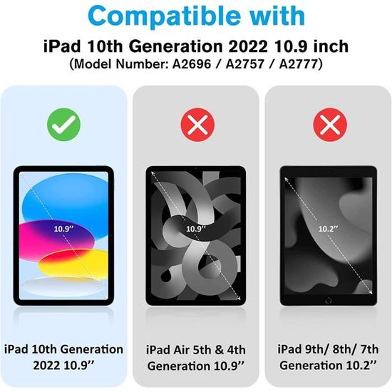 1 Verre Trempé pour iPad 10ème Génération 10.9 Pouces 2022, Modèle A2696,  A2757, A2777, Film Protection Screen Protecteur, A846 - Cdiscount  Informatique