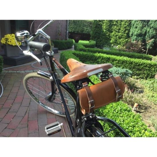 Sacoche de selle de vélo vintage en cuir de qualité supérieure bagage deux sa