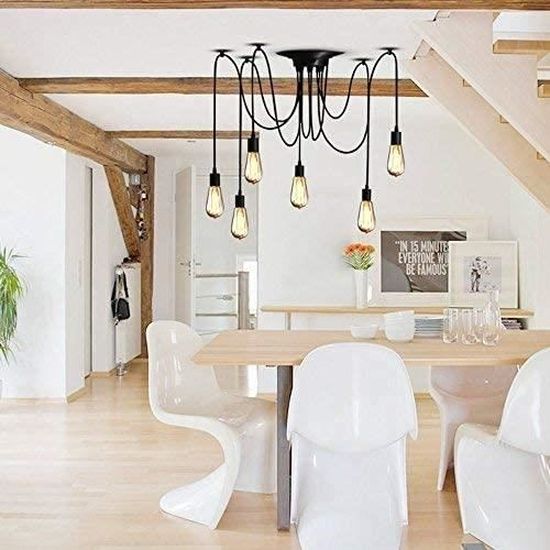 Lustre Araignée 6 Bras E27 - Style Industriel Rétro - Pour Salon Ou Chambre