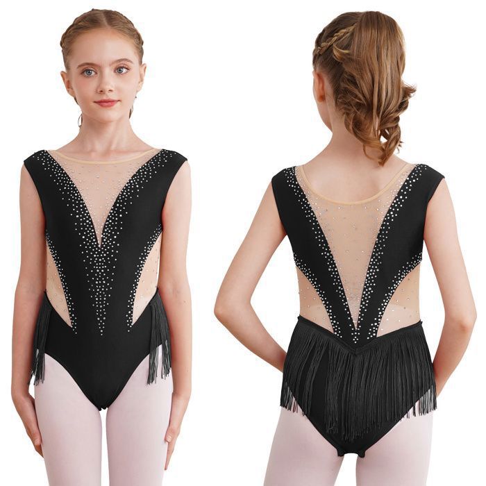 Iixpin Enfant Fille Justaucorps Gymnastique Imprimé Etole Leotard Danse Gym Manches Longues 3-16