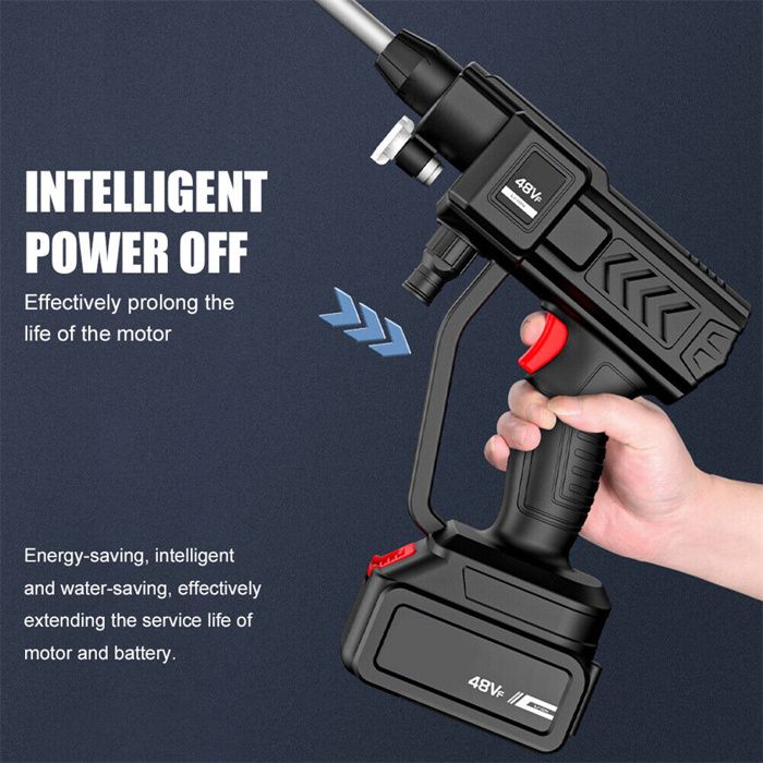 Nettoyeur Haute Pression Sans Fil 21V 120 Bars – 6-en-1 Avec 2 Batteries, Buse Réglable, Pot Mousse & Tuyau 5m, Idéal Lavage Voiture, Maison, Jardin