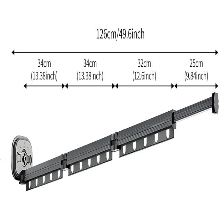 Séchoir à Linge Extensible Suspendu Sans Perçage - 15 Crochets, Aluminium, Pliable - Pour Balcon, Salle De Bain, Buanderie