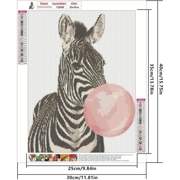 WOWDECOR Diamond Painting Complet, Coloré Zèbre Animaux Diamant Painting DIY 5D Mosaïque Peinture Numéro Point De Croix