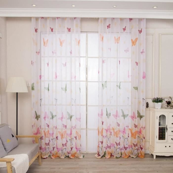 Store Romain SIMPVALE 60x120 Cm - Tulle Brodé Blanc - Pour Tringle Jusqu'à 3,2 Cm - Salon, Chambre, Cuisine