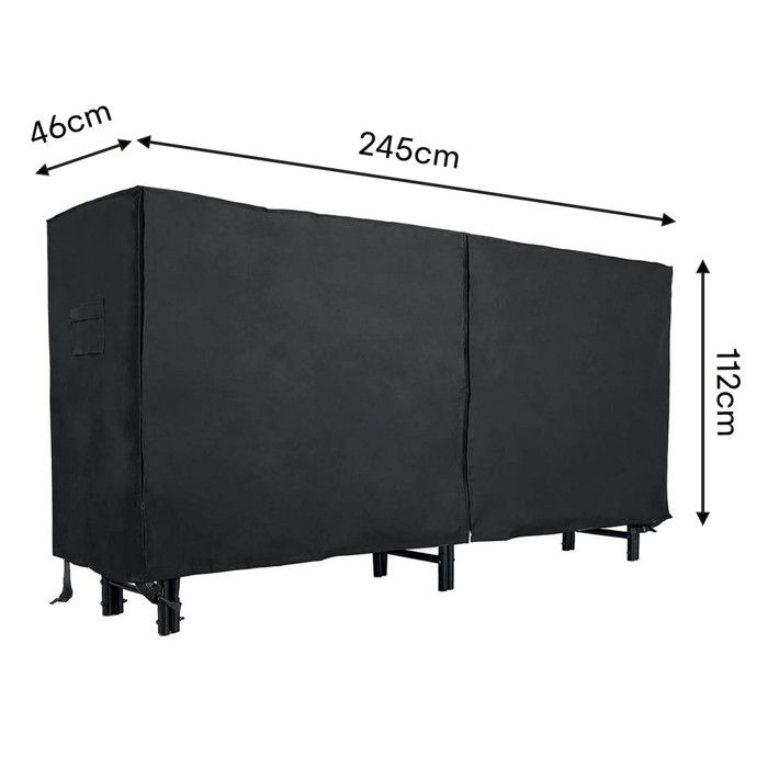 Housse De Protection Pour Abri à Bois - Tissu Oxford Imperméable, 244x61x107 Cm - Avec Fermeture Et Sangles