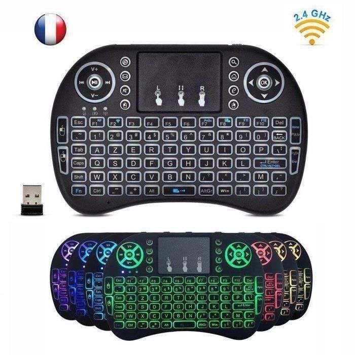 Mini Clavier Sans Fil Bluetooth Et USB AZERTY Français - Pour Box TV, PC, Android - Noir
