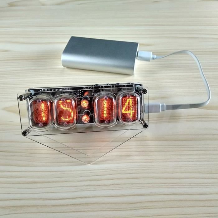 IN-12 Horloge à tube lumineux 4 bits IN12 7 couleurs RVB LED DS3231 Nixie Clock IN-12B (tube non inclus