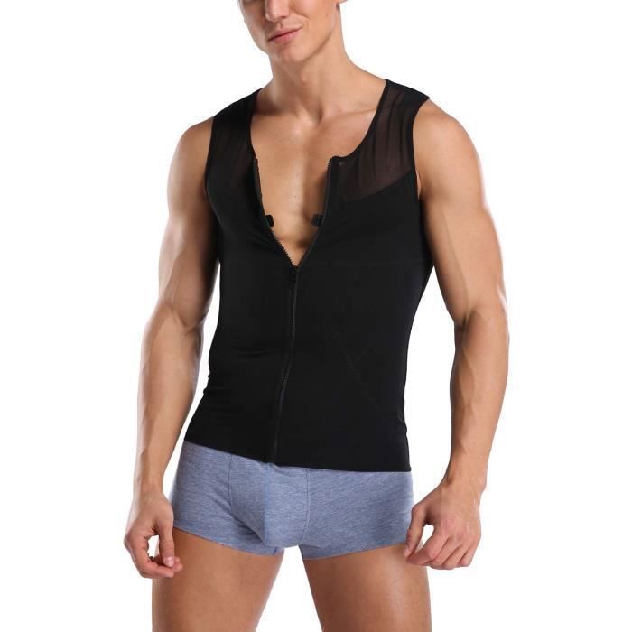 Débardeur de Compression Homme Maillot de Corps Gaine Ventre Plat Homme T  Shirt Gainant Minceur sous-vêtements