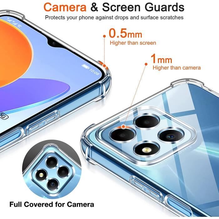 XINYEXIN Transparente Coque Pour Honor X8 4G (6.7"), Étui Antichoc Pour Téléphone Avec Bordure Colorée, TPU