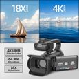 Caméra vidéo NBD, caméscope 4K 64MP avec Mise au Point Manuelle, écran Tactile 4.0" Zoom numérique 18X Vlogging Camera-2
