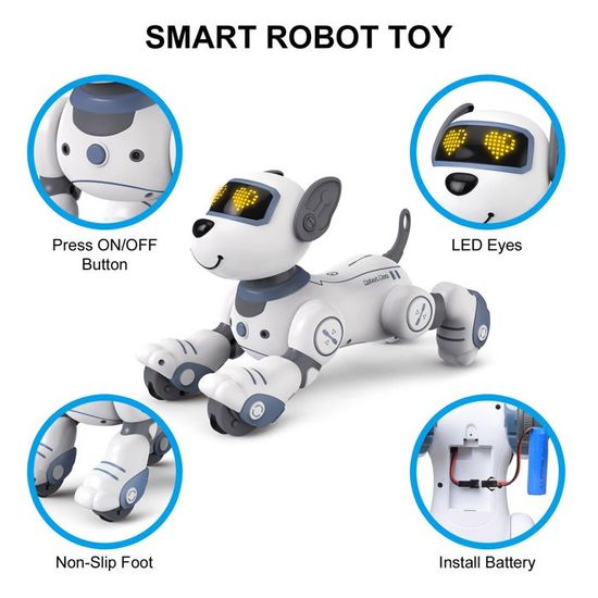 Chien Robot Télécommandé Intelligent – Double Télécommande (Manette + Geste) – Cascades 360°, LED, Musique – Dès 6 Ans