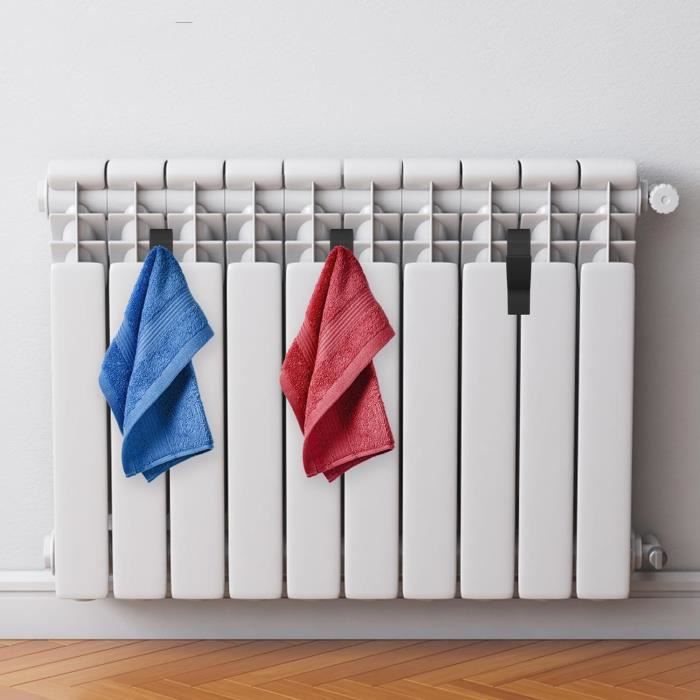 8 Crochets Pour Radiateur Rond - Support Serviette Salle De Bain - Blanc - Installation Sans Perçage