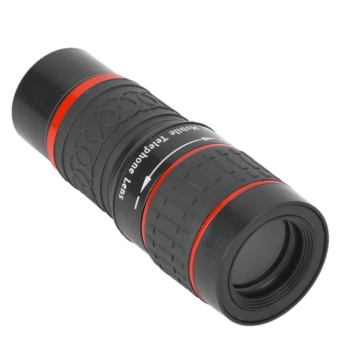 Téléobjectif pour téléphone, objectif zoom long 20x et clip pour smartphone/ tablette/PC, téléobjectif pour smartphone avec plage d'enregistrement de 50~200 m Noir