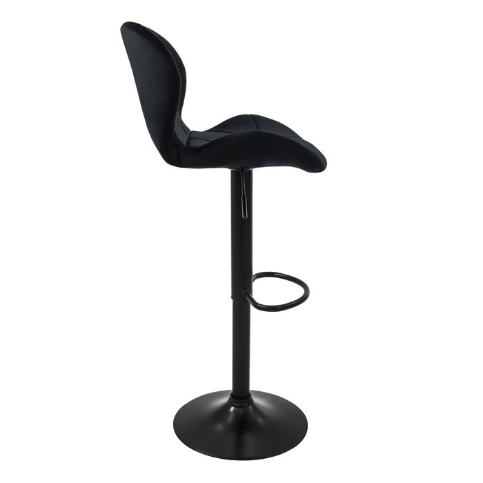 ML-Design Lot de 4 Tabourets de Bar en Velours, Noir, Chaise Rembourrée avec Dossier et