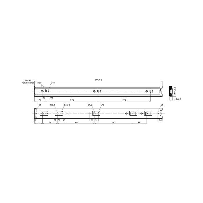 Paire De Glissières à Billes Acier – Extension Complète 650 Mm, Charge 35 Kg, Frein Caoutchouc