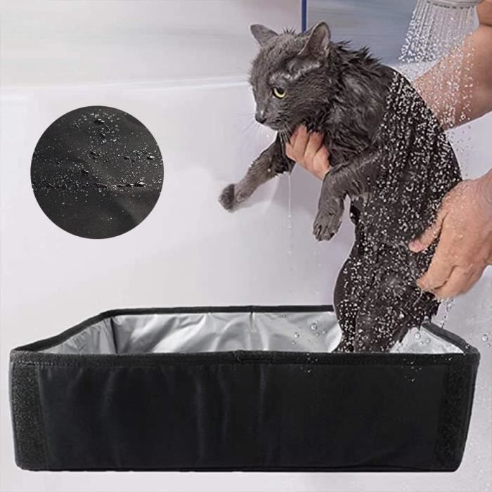 Bac à Litière Pliable Et Portable Pour Chat - Voyage, Camping - Imperméable Oxford - 45x35x13 Cm (Déplié)