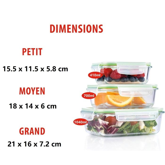 C CREST Lot De 10 Boîtes En Verre Avec Couvercle Pour Conserver La