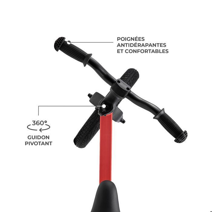 Ricokids - Draisienne Enfant 12 Pouces – Selle Réglable, Roues PU Anti-crevaison – Noir