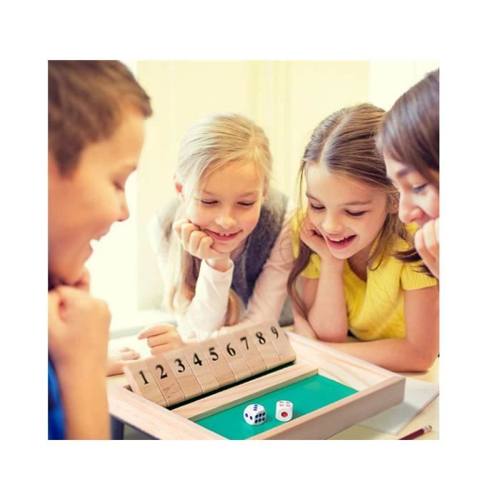 ACTOYS Shut The Box Jeu de Dés en Bois, Classic Jeu de Société, Jeux en Bois avec 2 Dés, Shut The Box 4 Joueurs, Jeu Echecs Bois, Jeu de Table pour Enfants