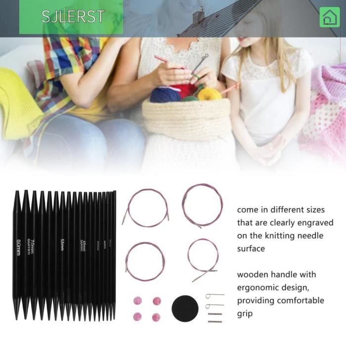 YIZITU Ensemble D'aiguilles à Tricoter Circulaires Courtes Et Rondes - Aiguille à Tricoter Circulaire Interchangeable - Taille 3 Mm - 6 Mm