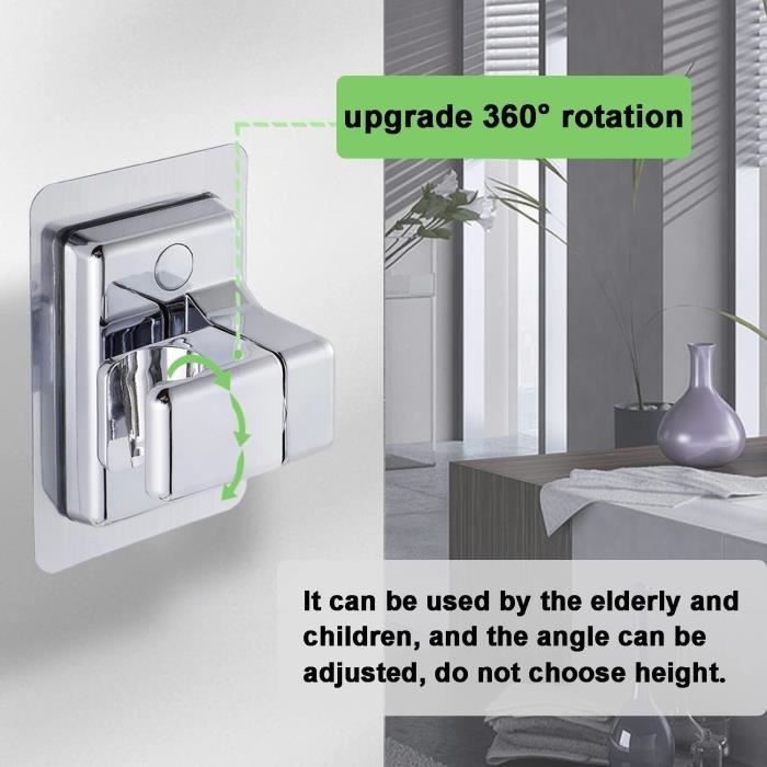Support douche réglable rotatif à 360 °,support douche sans percage,à main  support pommeau de douche réglable étanche[S89] - Cdiscount Bricolage