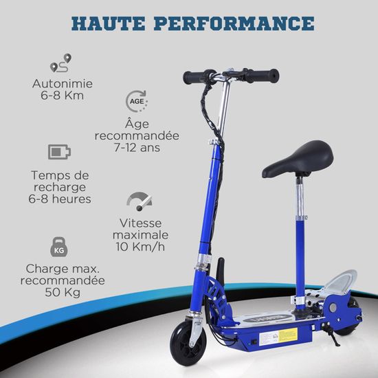 Trottinette électrique Enfant Motus Kid Blue 120W – Pliable, USB, 100% Fonctionnelle, Garantie 12 Mois
