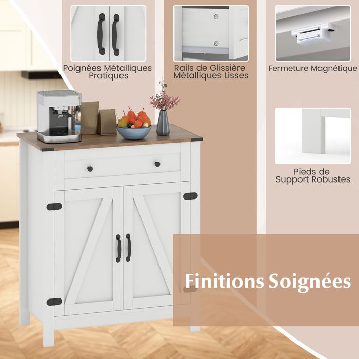GIANTEX Buffet de Cuisine avec 2 Portes, Armoire de Rangement