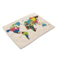 Set de table,1 pièces carte du monde motif cuisine napperon Table à manger tapis thé caboteur coton linge Pad - Type 2CD-MAP0001-10-0