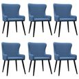 {Top Sélection} :-)9838 Lot de 6 Chaises de salle à manger Chaise de Salon Moderne - Fauteuil Chaise de cuisine Bleu - Tissu-0