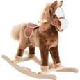 Cheval à bascule cowboy brun - HOMCOM - Selle, poignées et cale-pieds - Pour enfant à partir de 3 ans-0