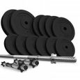 Set de Barres d'Haltère avec Disques de Poids - PHYSIONICS - 38 kg - Gym, Fitness-0