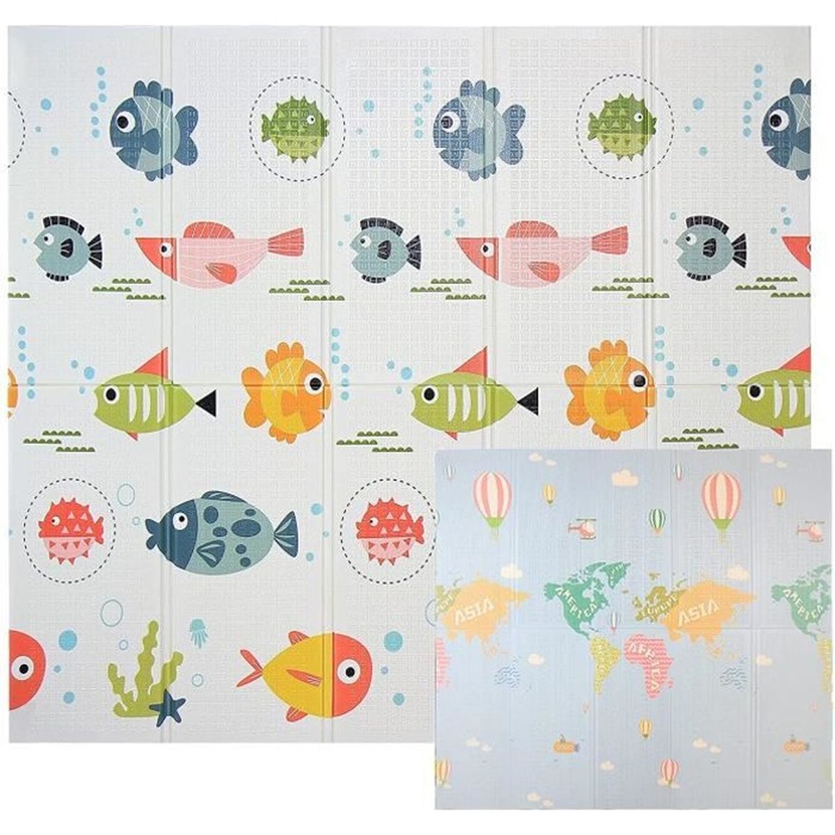 Tapis De Jeu Pour Bébé,Tapis En Mousse Pliable Pour Enfants,Tapis Rampant  Avec Motif Poisson,Double Face,200 ×180Cm - Cdiscount Puériculture & Eveil  Bébé