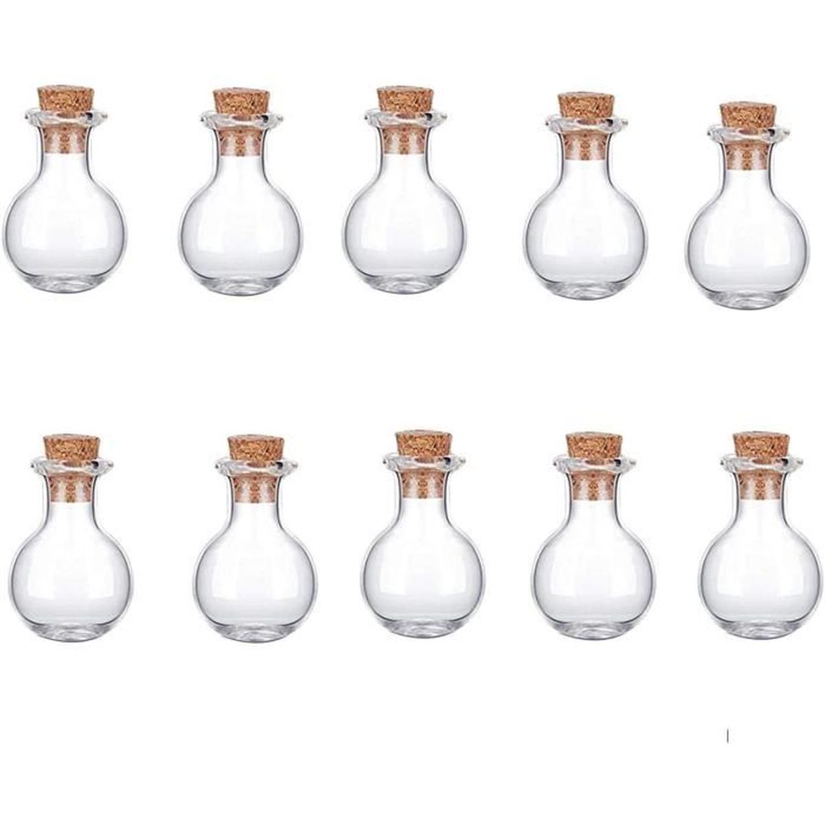 10Pièces Fiole en Verre, avec Bouchon en Liège, pour Mariage, Fête