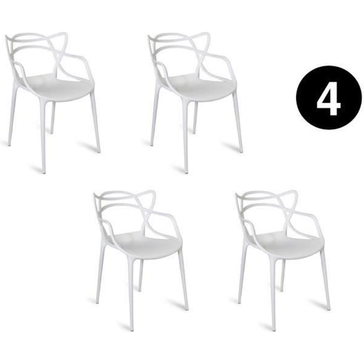 Lot de 4 Chaises Masters Blanc Inspirée Kartell Philippe Starck