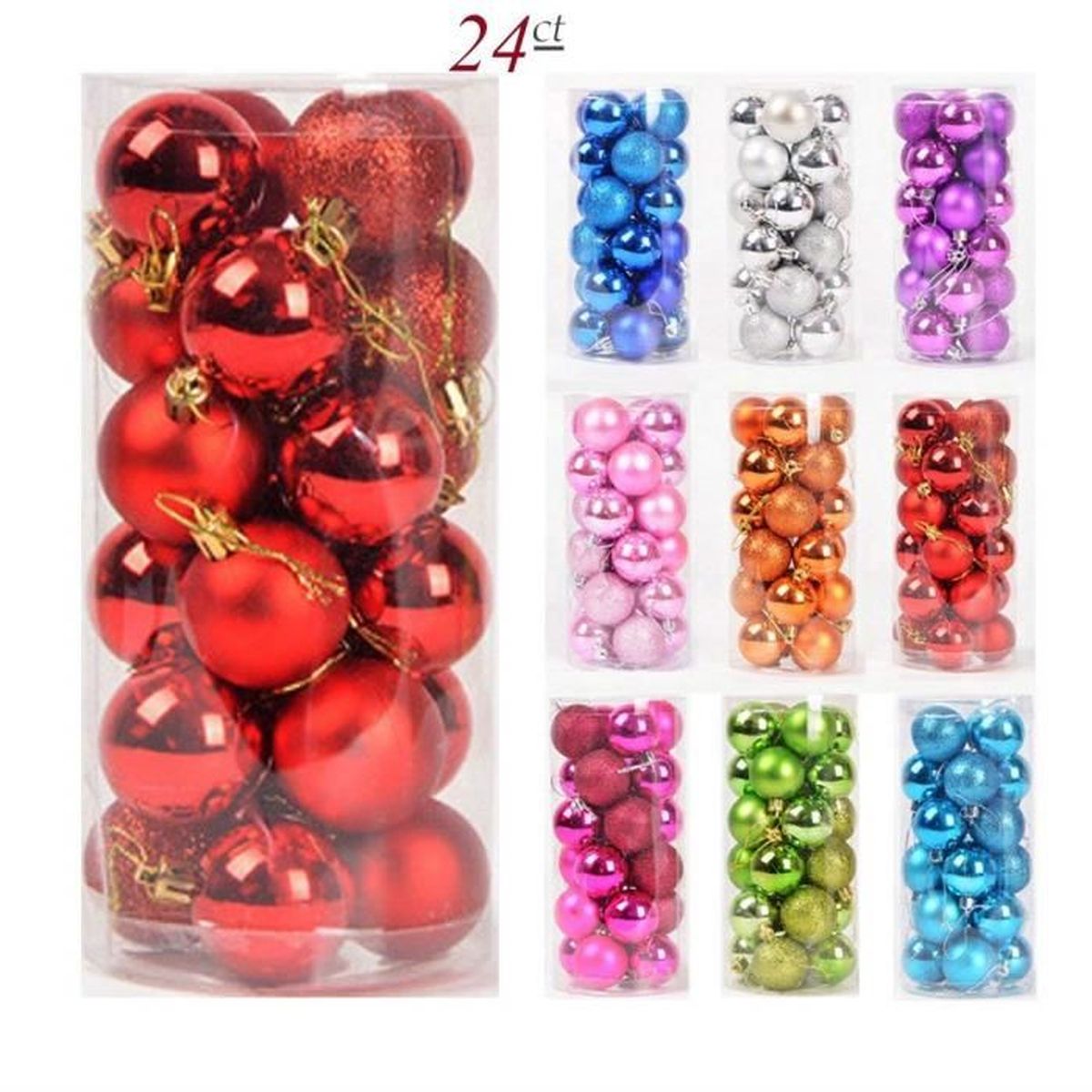 Boule de Noel Sapin de Noel Boules 3cm 24pcs Ambiance Decoration Noel Rouge