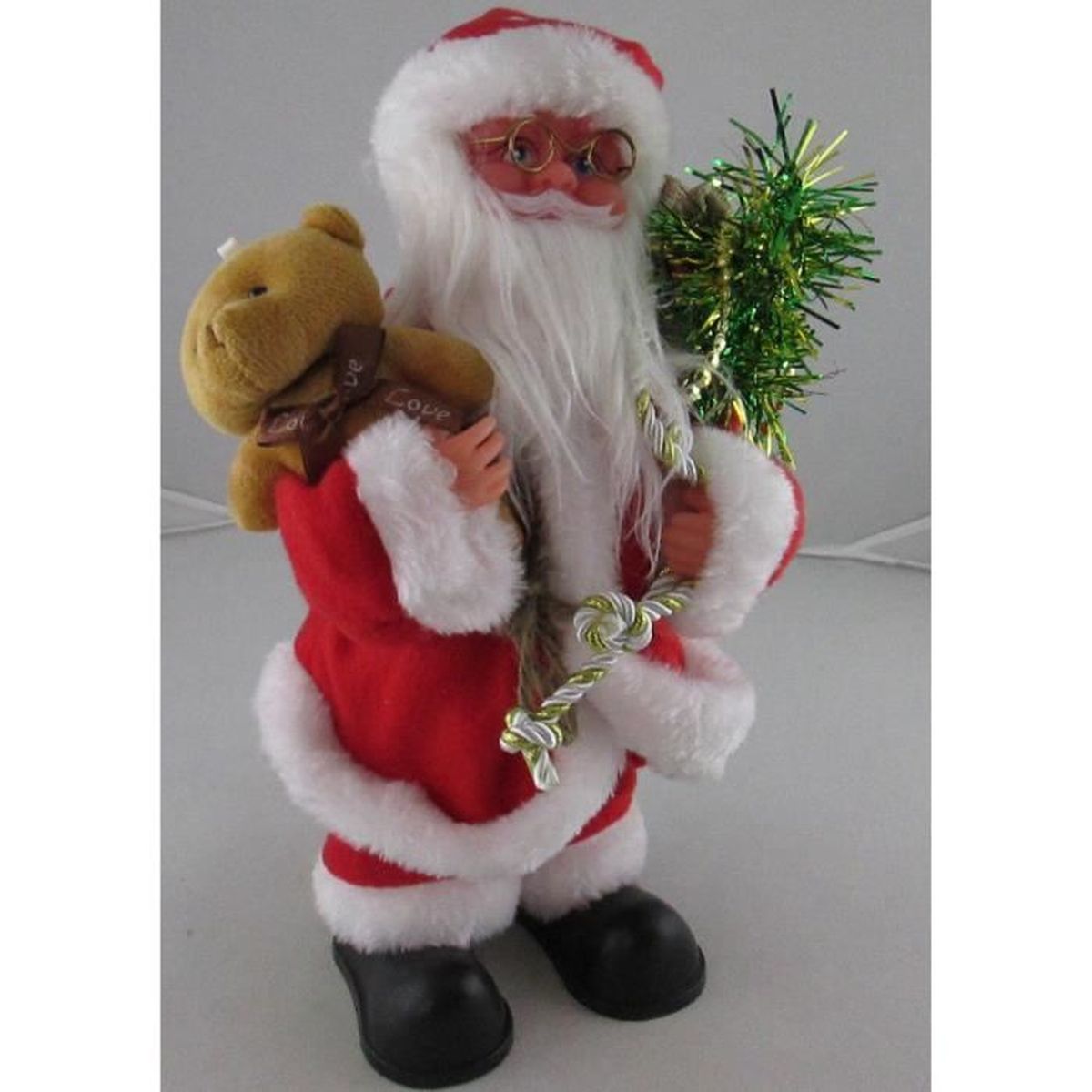 Pere noel automate animé de Noel musical avec doudou et hotte du père