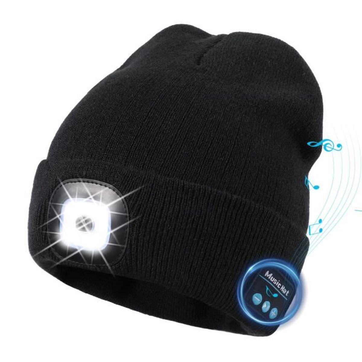 Bonnet Noel Clignotant - Bonnet de Noel Original Unisexe en Tricot Rouge Elastique avec 6 Lumière à LED - Déguisement Noel Lumineux Renne et Flocons de Neige pour Fête de Noël et