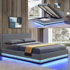 MEUBLER DESIGN Lit Led Avec Coffre De Rangement Ava - Gris - 180x200