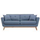 CONCEPT USINE Hoga Bleu Pastel : Canapé scandinave 3 places bleu pastel + 2 coussins
